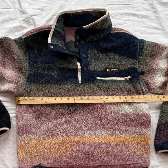 Columbia Helvetia II Women’s Small Printed Cropped Quarter Snap Sherpa Fleece - Picture 5 of 10